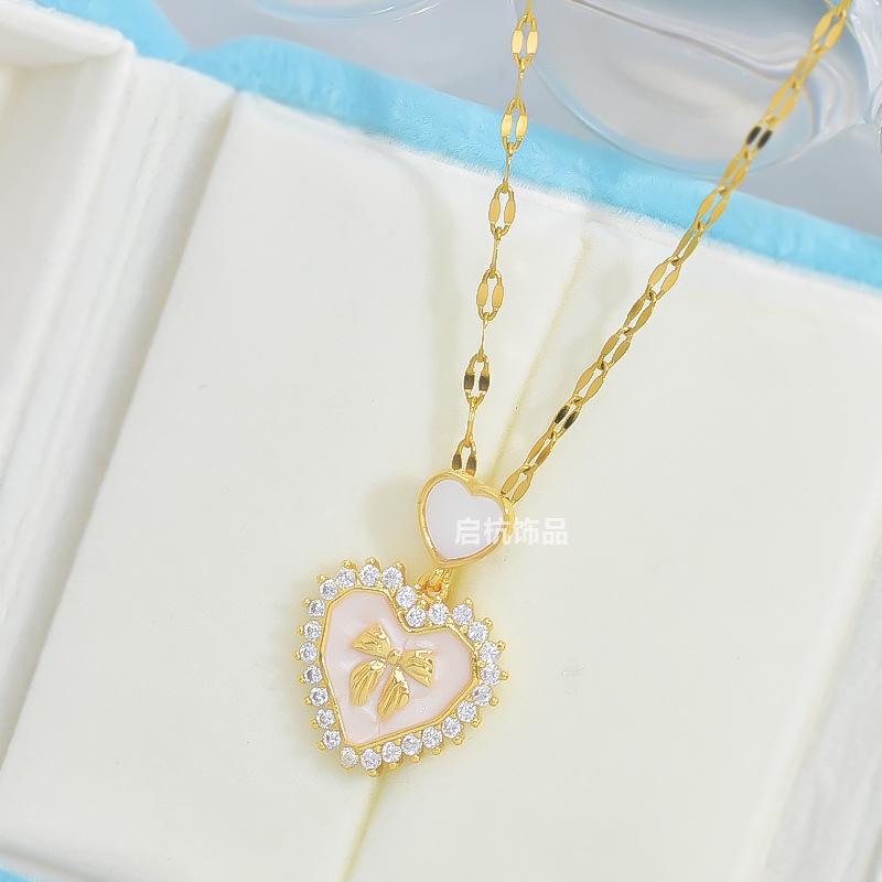 Love Necklace Women'S Design Simple And Sweet Versatile Diamond-Encrusted Heart Pendant Jewelry