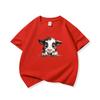 Kids Cotton T Shirt Black And White Cow Peeking Over Land Print Crew Neck Short Sleeve Tee Casual Boys Girls Summer Tops