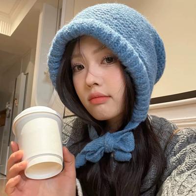 Ladies Hat Auutmn Winter Beanie Warm Japanese Knit Hat Pile Cap