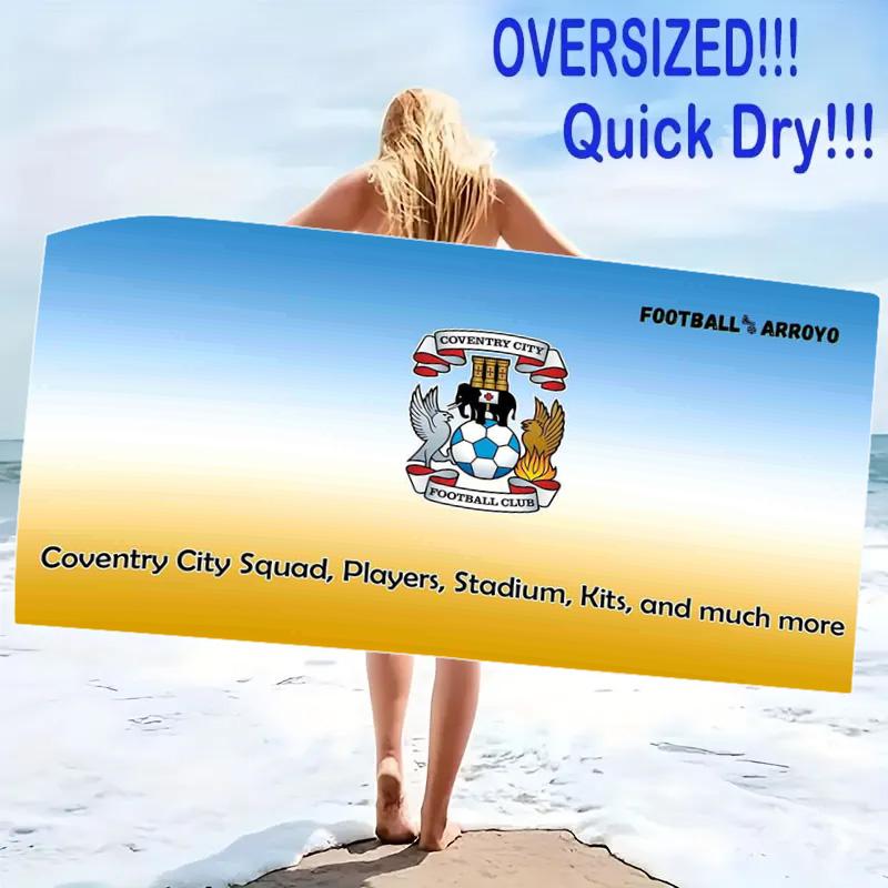 Coventry City Print Beach Towel, Large Soft Quick Dry Towel for Beach Camping Swimming