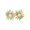Silver Needle CZ Enamel Pearl Flower Stud Earrings - Personalized, Sweet & Versatile Accessories
