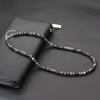 Collier Élégant pour Homme 20 Pouces Court Boucle en Acier Inoxydable Lave Naturelle Howlite Onyx Accessoires de Cou Guérisseurs Bijoux