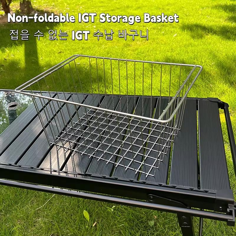 IGT Folding Storage Basket Stainless Steel One Unit Drain Basket Outdoor Camping Multi-Functional Egg Roll Table Accessories