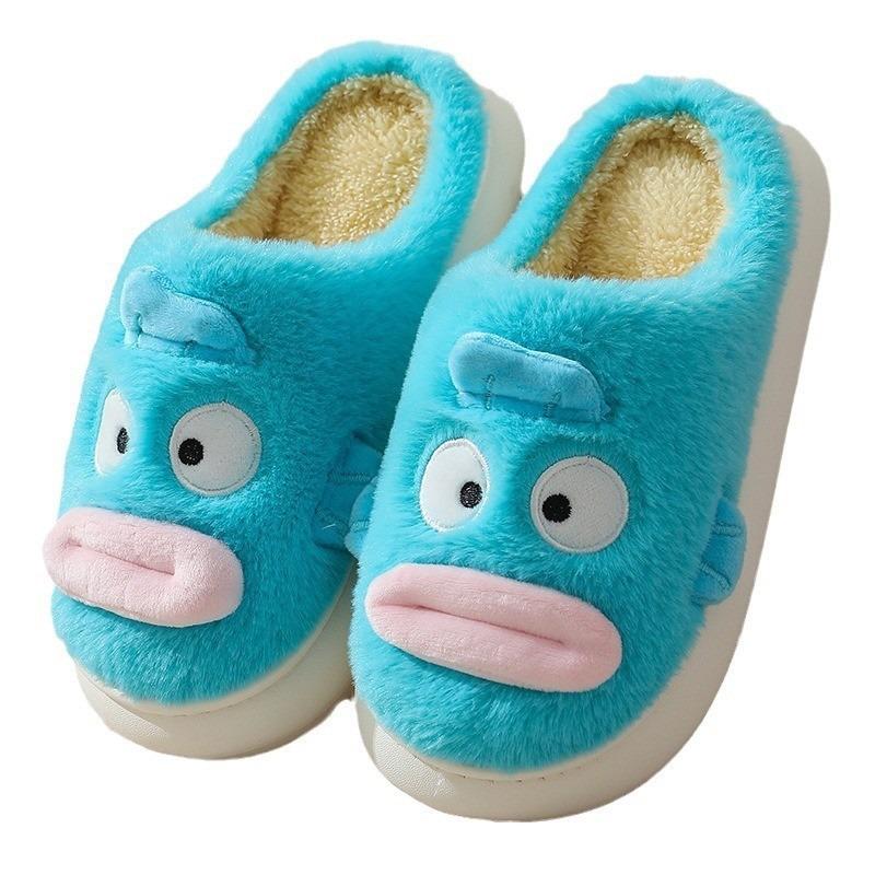 Cotton slippers female cute cartoon bag head non-slip wool slippers winter warm thick-soled confinement shoes