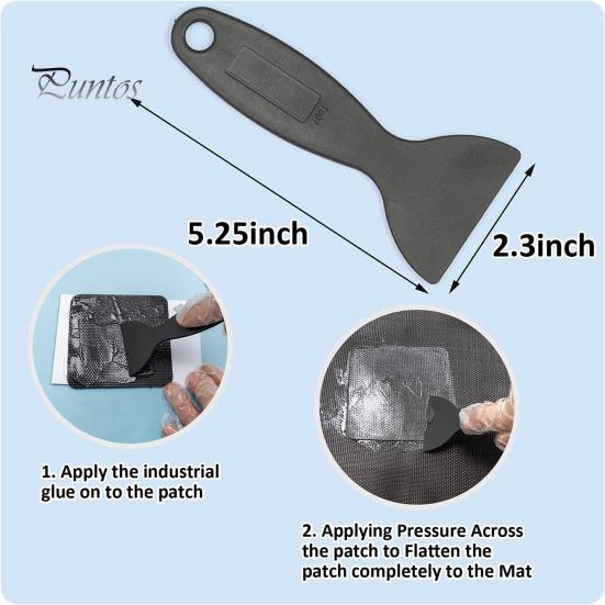 1 Set 4x4-Inch Trampoline Repair Patch Kit with Scraper Adhesive Wiper Waterproof Trampoline Tear Hole Covering Square Black Patch