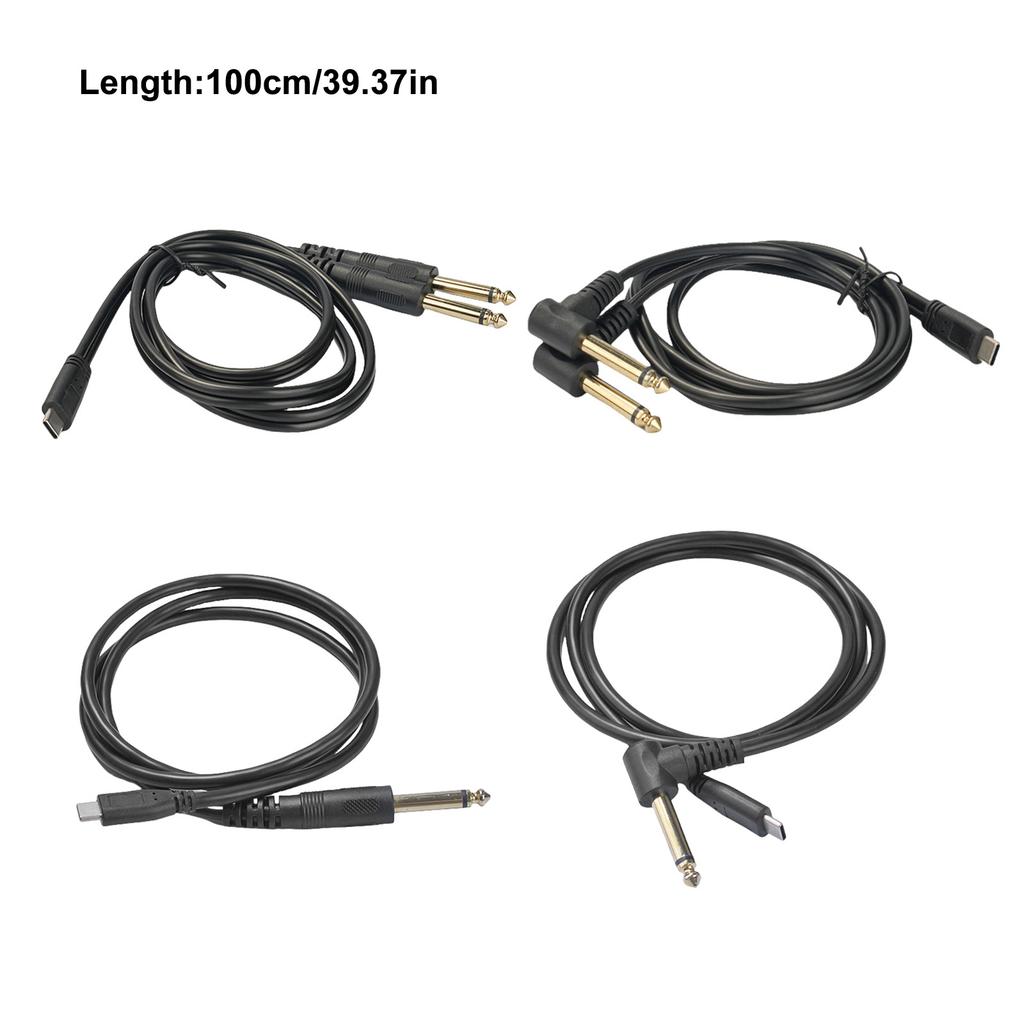Type C to 6.35mm Straight Head/Elbow Cable USB C to Single/Double 1/4Inch Adapter Cord Line for Home Theater