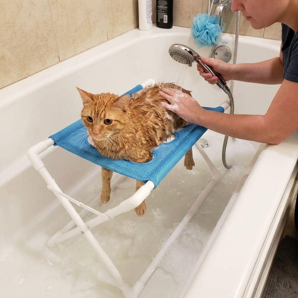 Mesh Pet Bathing Rack Quick Dry Dog Nail Trimming Holder Cat Grooming Hammock for Pet Shop