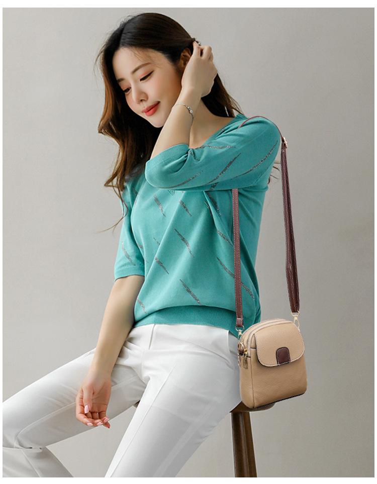 2025 Trendy Mykt Skinn Enkel Skulder Crossbody Telefonveske for Kvinner – Allsidig Europeisk & Amerikansk Stil