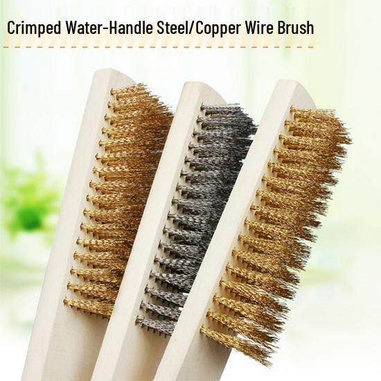 Langstielige Kupferdrahtbürste mit Holzgriff zum Entfernen von Rost und Reinigen - Ideal für BBQ- und Eisenoberflächen