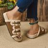 Women'S Cozy Fleece Slide Sandals - Brown & Beige Braided Design, Open-Toe Flat Slippers for Indoor/Outdoor Use, Casual Comfort