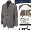 Made In Japan TOMORROWLAND BLUE WORK Spring Summer Tailored Jacket Men L Brown Stripe Half Lined cBH698