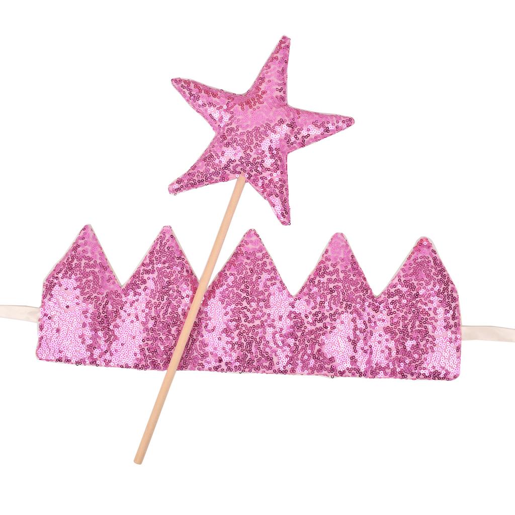 Glitzernde Krone Kopfschmuck & Sternstab Set für Babyparty & Geburtstagsfeier Säuglingsmädchen Feenstab für Bühnenauftritte