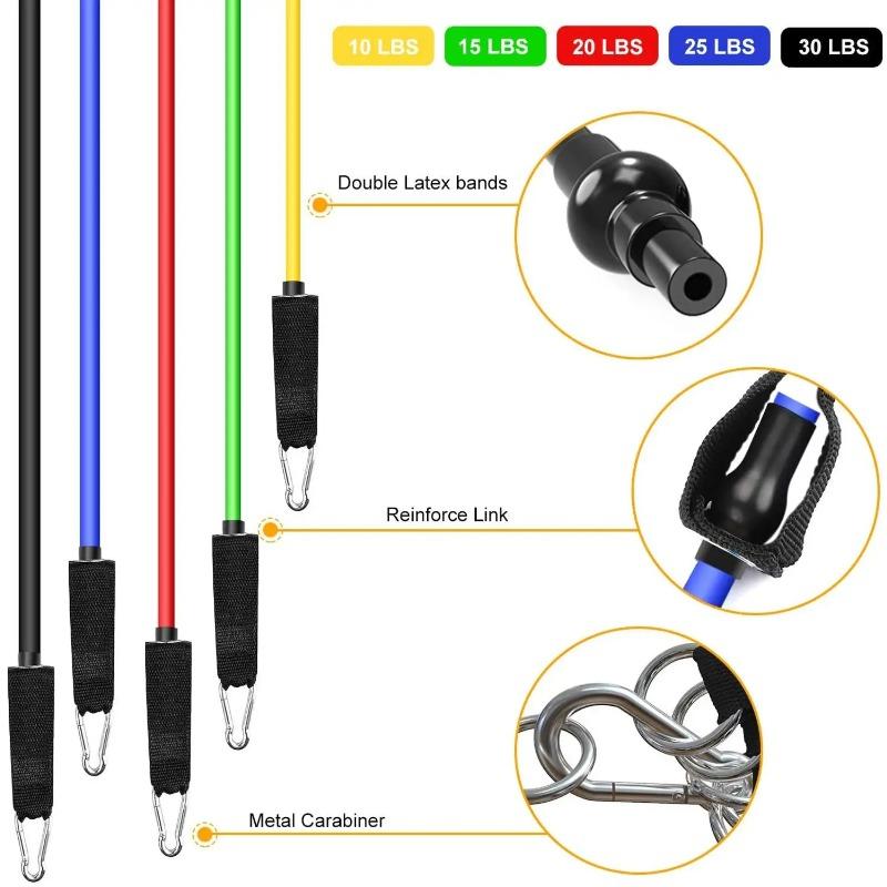 Widerstandsbänder-Set, Workout-Übungsbänder mit Türanker, Griffen und Bein-Knöchelriemen für Männer und Frauen, Heimfitness