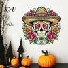 Durable Sunproof Window Stickers Flower Skull Wall Sticker, Day of The Dead Decorative Mexican Sugar Decals Decals, Waterproof PVC Removable