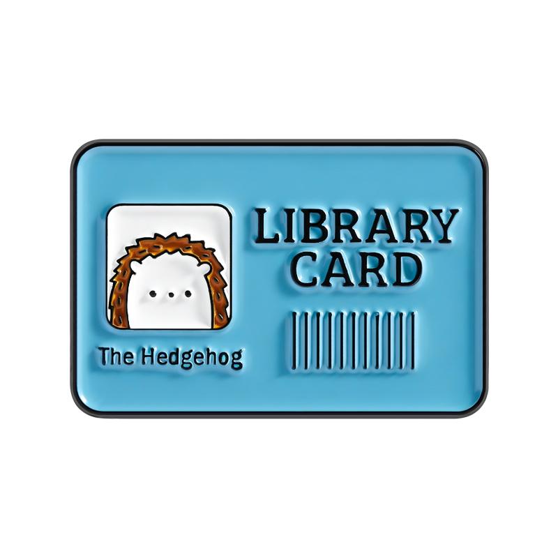 

Library Card Enamel Pins Cartoon Hedgehog Brooches Lapel Badges Bookish Bookworm Jewelry Gift for Readers Friends