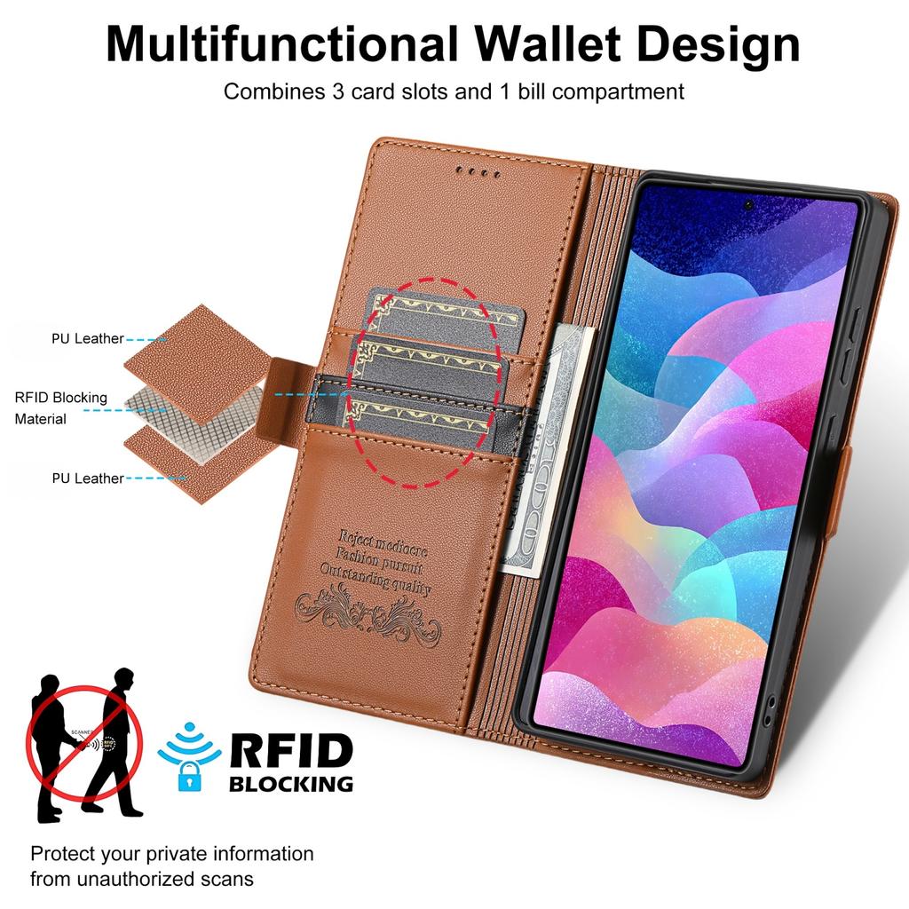 Luxury Leather Wallet Phone Case For Samsung S26 Ultra S25 Plus S24 S23 A36 A56 Flip Strong Magnetic Book Business RFID Cover