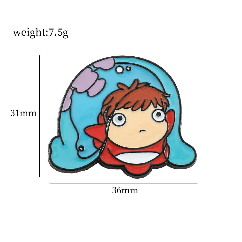 105 Spilla Metallica Animazione Miyazaki Hayao Cincillà Ponyo Sosuke Spilla in Lega Decorazione Accessori Zaino