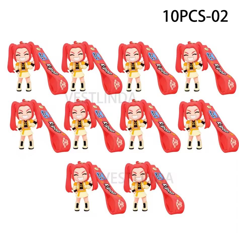 1/10PCS KPOP Demon Hunters Keychain Tiger Character PVC Model Keychain Adorable Harajuku Style Key Ring for Friends Fans Halloween