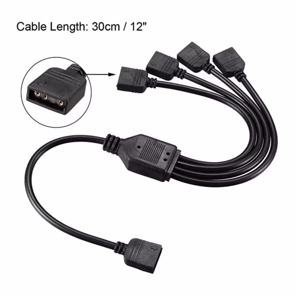 ARGB SYNC Splitter 1V 1 Pin 11V 1 Pin 1 to 1/1/1/1 11CM Mainboard ARGB Extension Cable with Protective Cap for Computer Chassis