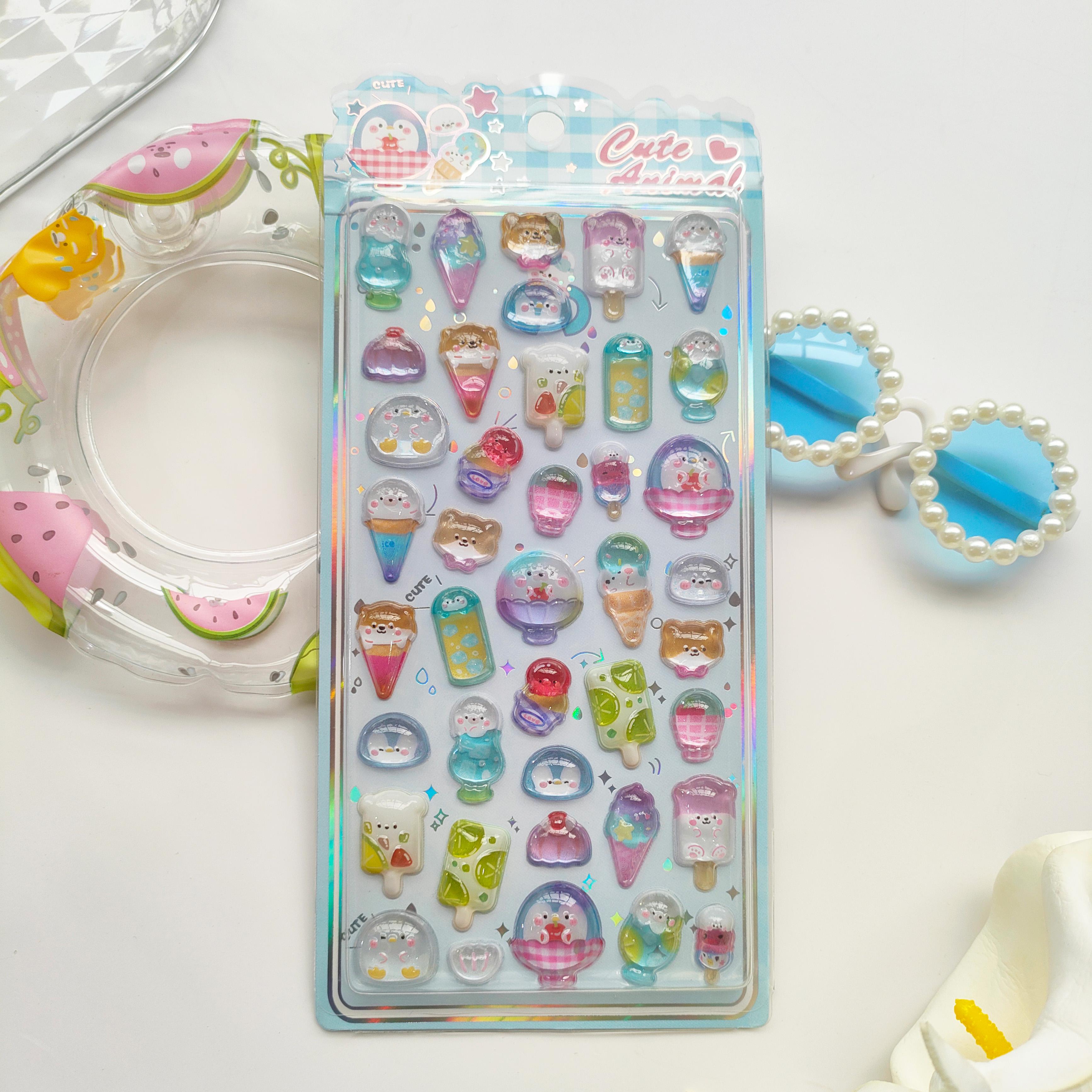 

Enjoyable Animal Tea Time Embossed Stickers - Rabbit Cat Afternoon Tea Sweet 3D Decor designed for Journal Diary DIY Cute And Charming Fabrics