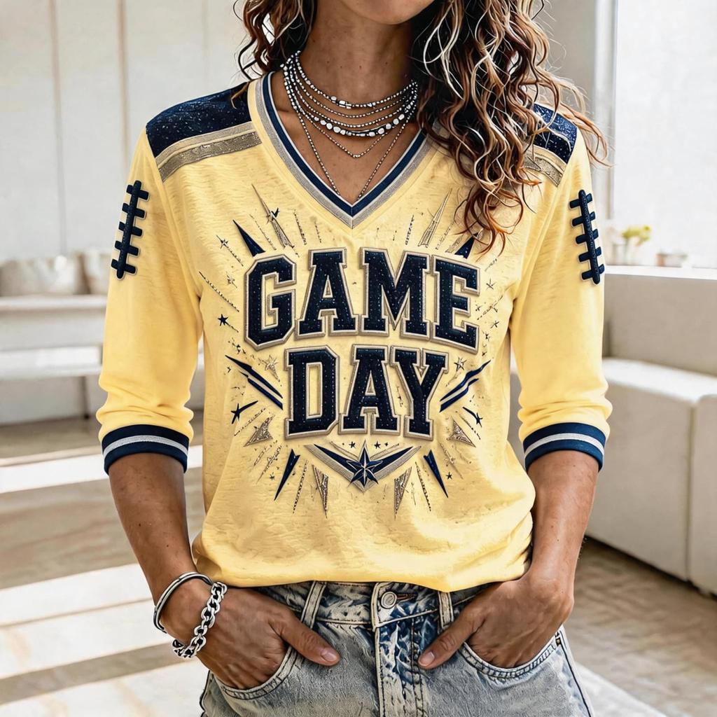 Women's Rugby Fan Shirt 3/4 Sleeve Sports Support Top