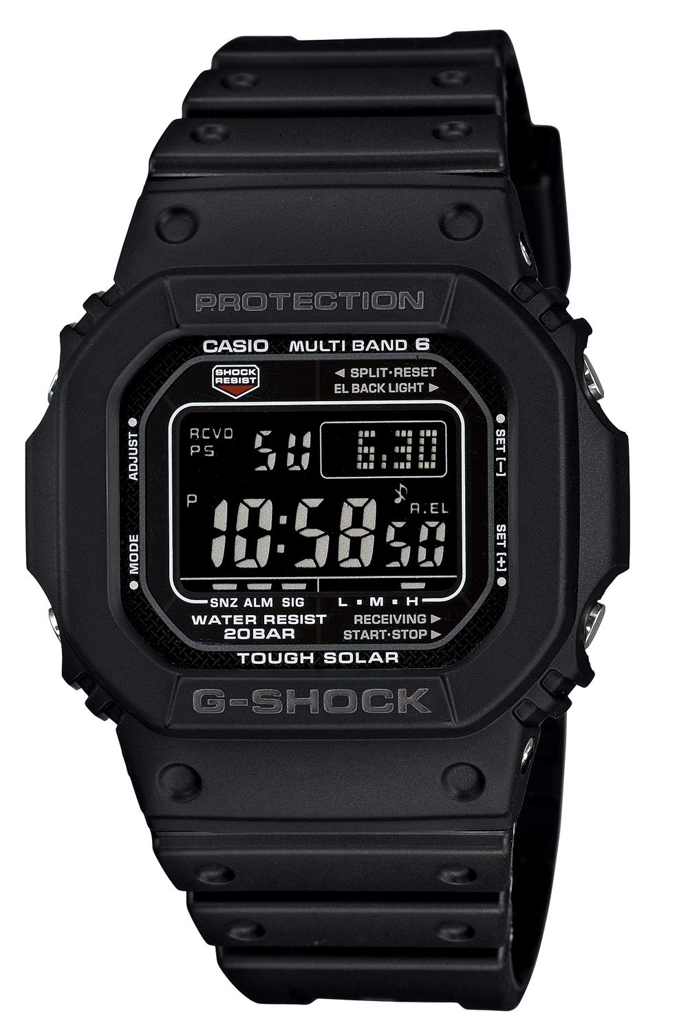 

Солнечные часы Casio с EL черной подсветкой G-Shock с радиоконтролем, GW-M5610-1BJF,