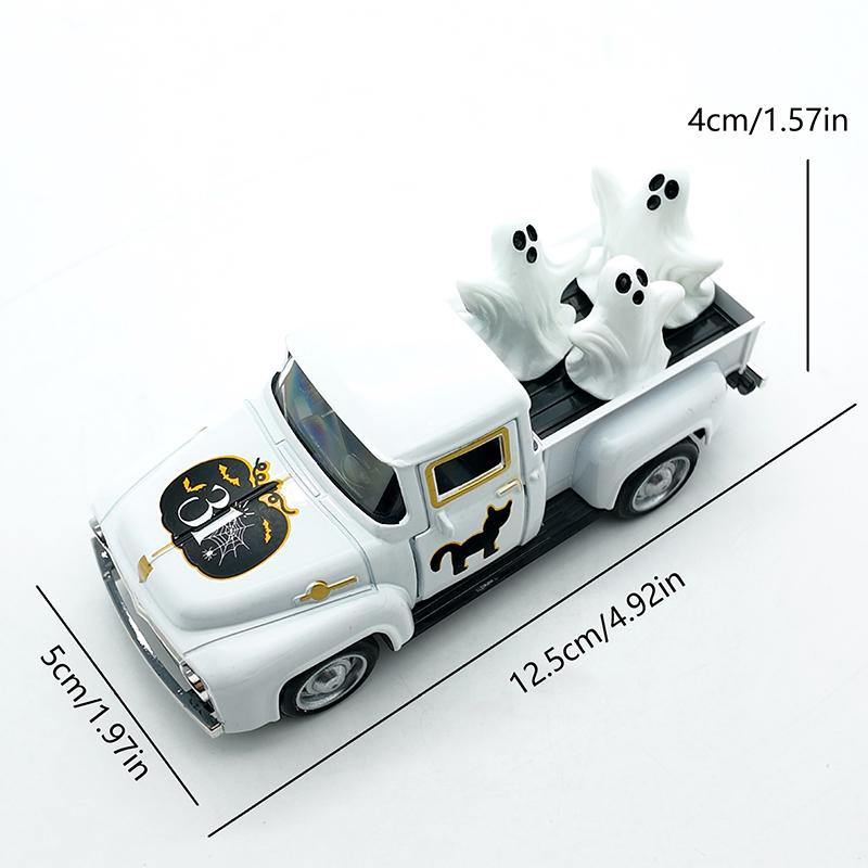 New Halloween Retro Truck Coffee Bar Decor, Mini Cute Farmhouse Style Halloween Metal Truck Decor Gifts, Vintage Diecast Model