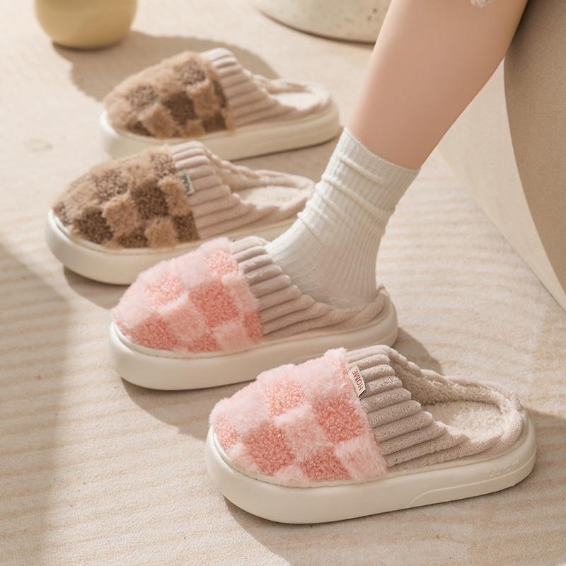 Women's and Men's Warm Non-Slip Cotton Slippers for Autumn and Winter