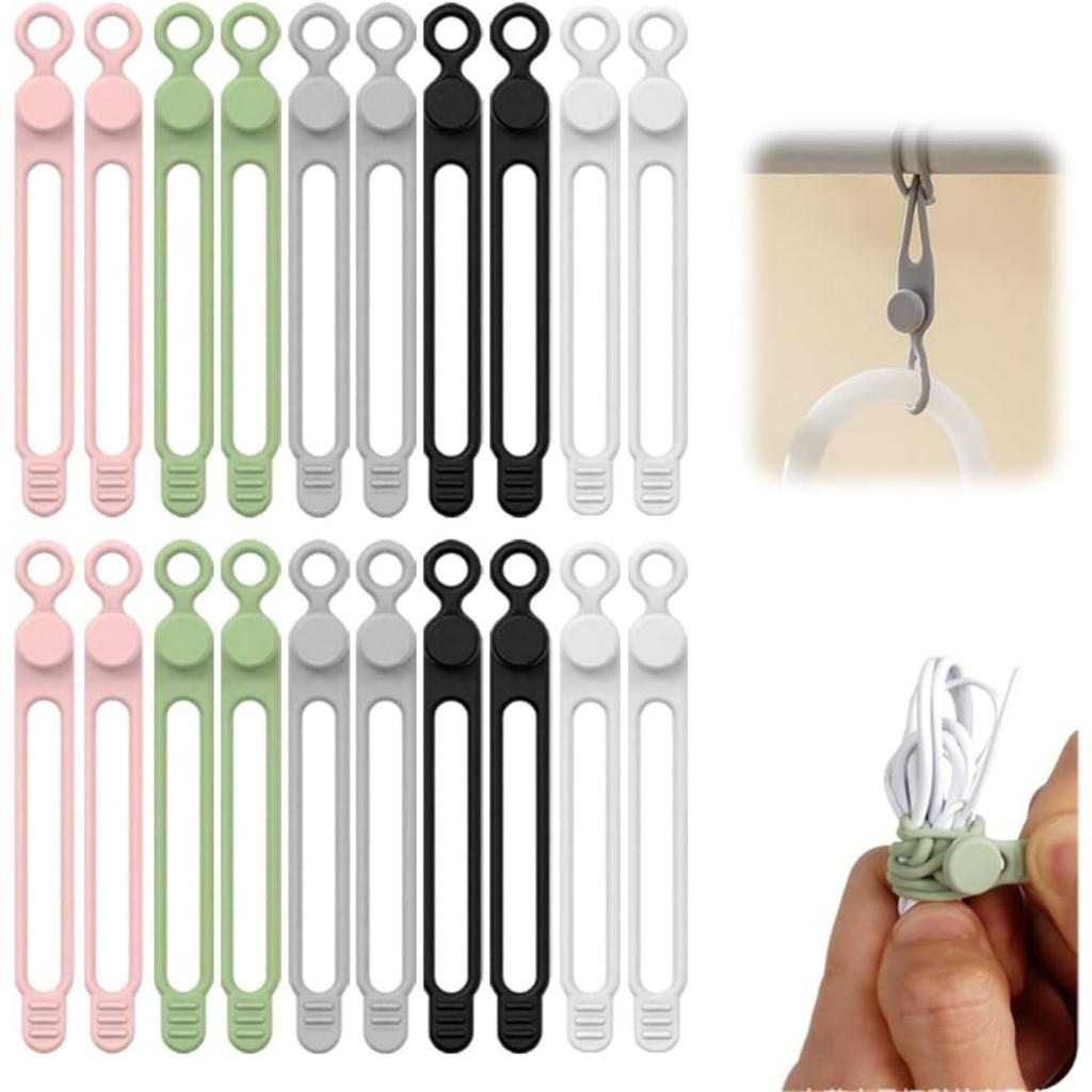 2026 Upgrade Silicone Cable Ties,Cable Management Headphone Organizers,Reusable Cord Management Wire Organizers for Cords,Home Office Travel Gadgets