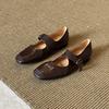 Sheepskin version~ Retro literary and artistic style with shallow mouth small single shoes women's simple leather comfortable flat Mary Jane shoes