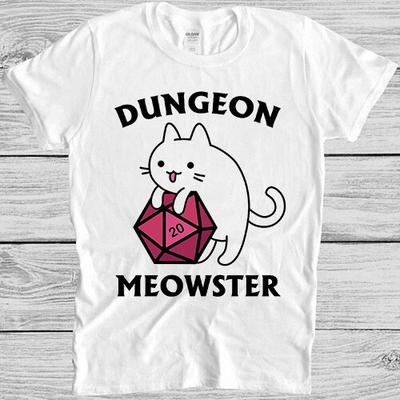 Dungeon Meowster Dragons Monster DnD Guess I Ll Die RPG  Gift Tee T Shirt M2584