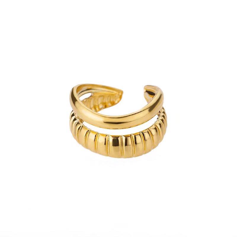 Stainless Steel Geometric Irregular Snake Ring