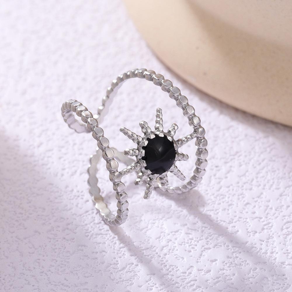 

Enamel Geometric Stainless Steel Gold Color Finger Rings Women Trendy Flowe Heart Moon Star Sun Zircon Birthday Gift Wholesale Open