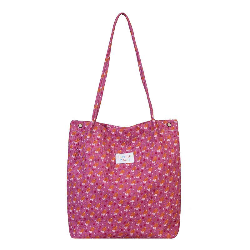 

Floral bag women s spring and summer new printing tide fashion commuting large-capacity cloth bag рожевий червоний колір