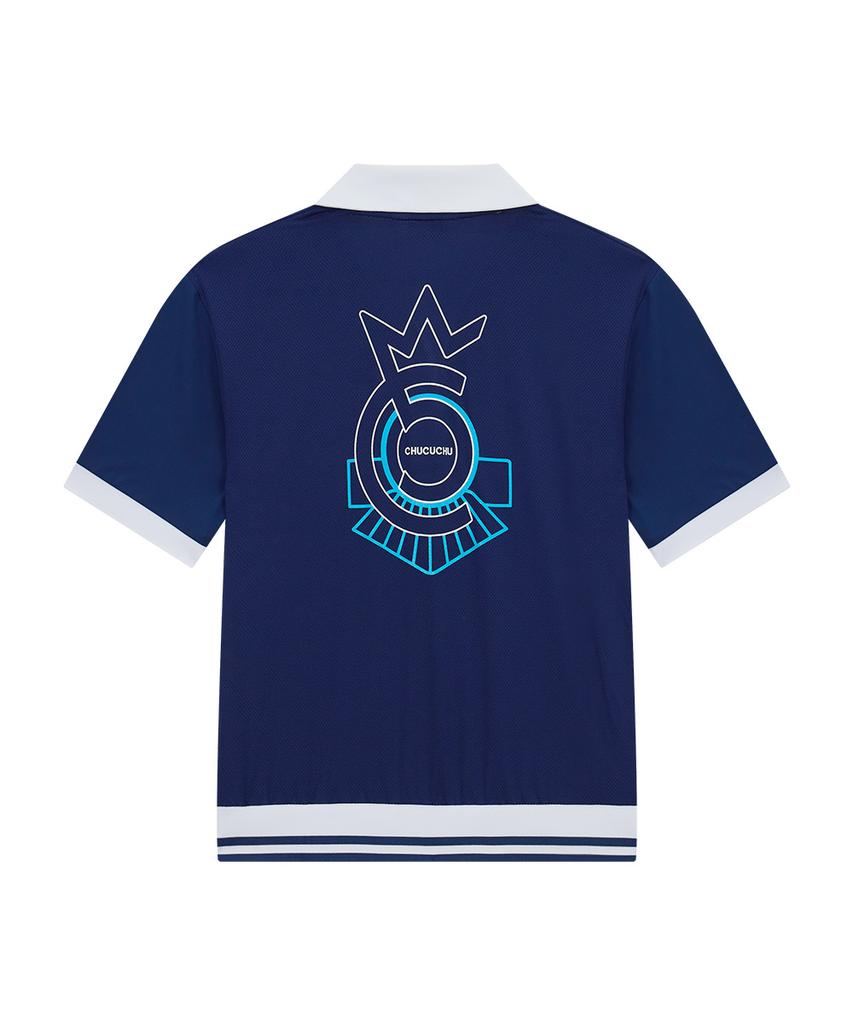 CHUCUCHU Marine Petit Collar Short Sleeve Top (Navy) Cbfss-Ts007W
