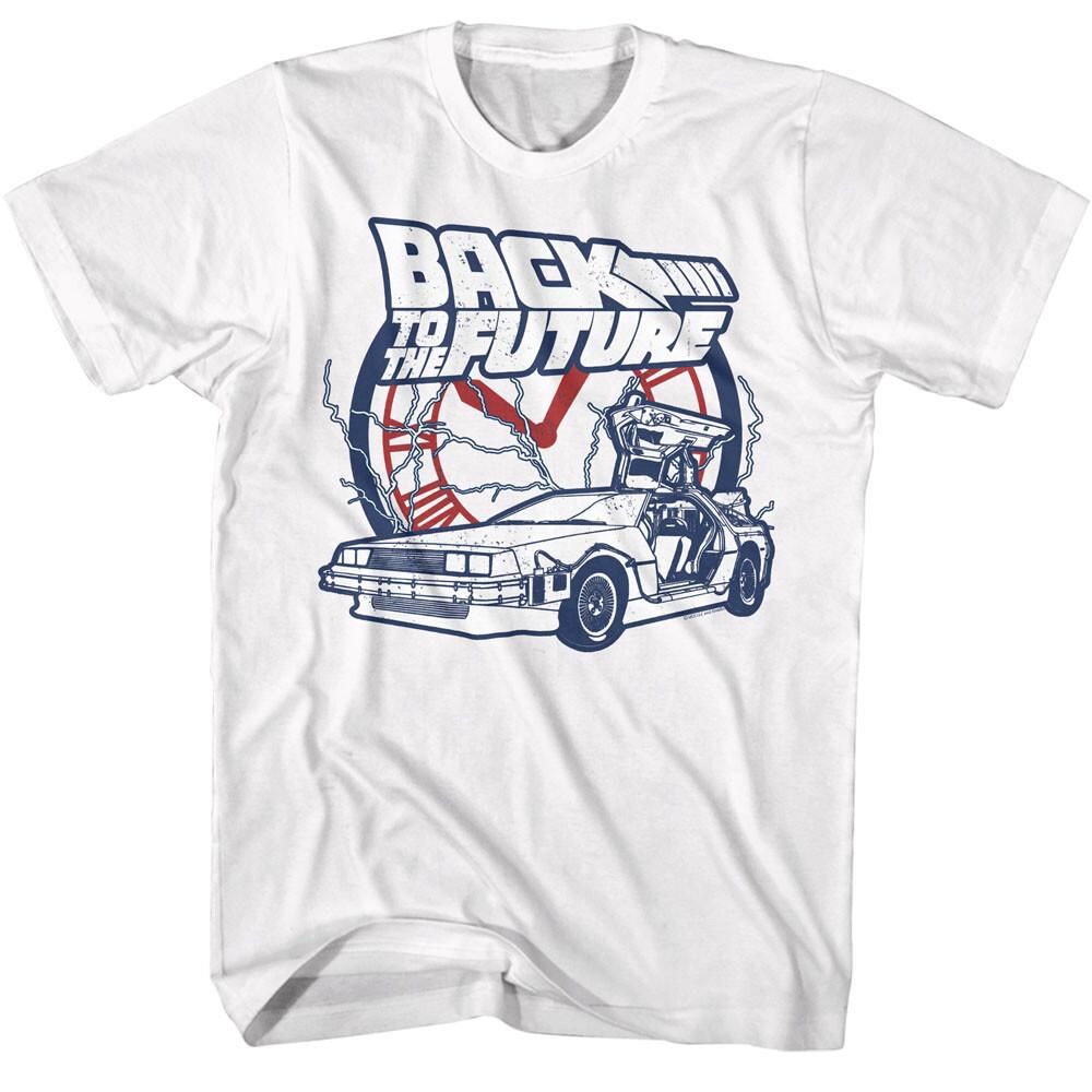 Back to The Future Clocktower Lightning Men T Shirt Delorean Powered Up XXL
