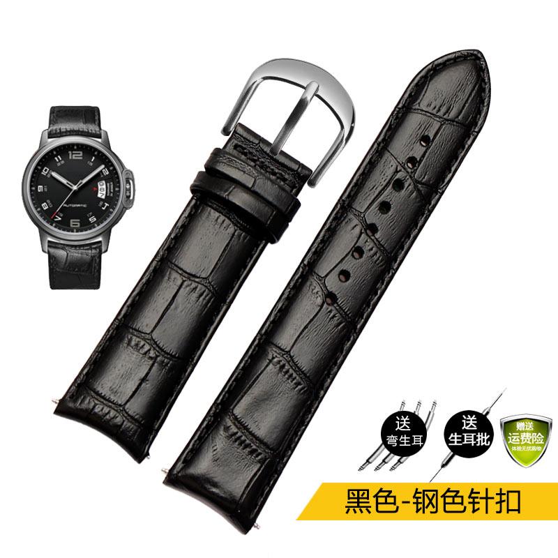 

20mm 21mm 22mm Curved End Genuine Leather Watchband For Tissot Citizen seiko mido Arc Mouth men Blue Watch Strap Universal Belt 22mm
