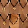 Summer Cross Necklace With Shell And Leopard Print Pendant For Women