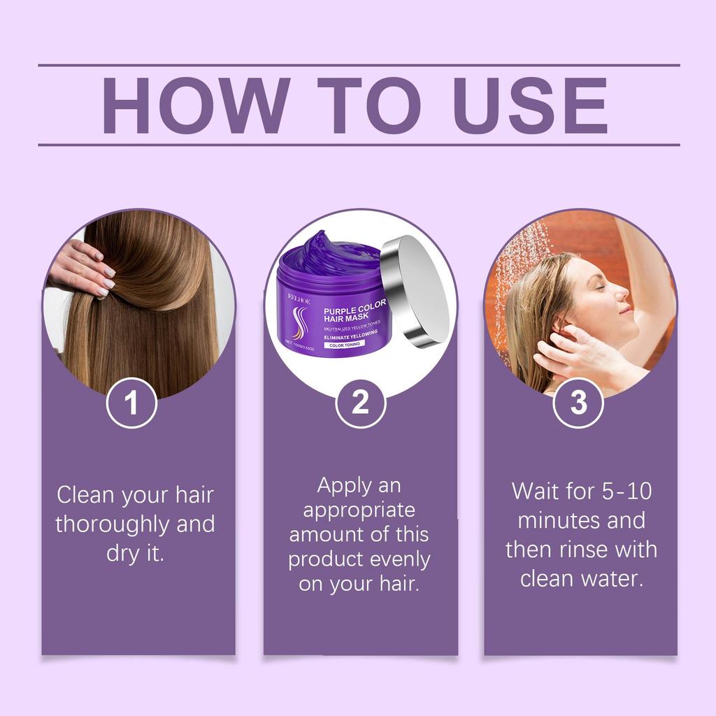 Color Fixing Hair Dye Shampoo To Cover Gray Hair Fade Yellow After Bleach Hair Shampoo Non-irritating Purple Color Hair Mask