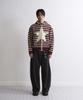 Untitled Seoul Striped Star Knit Zip-Up In Wine