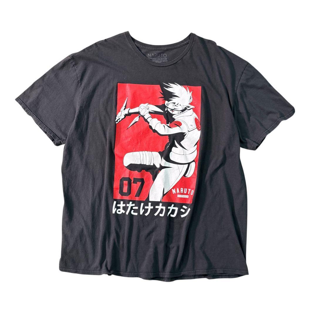 

[USED] 7TSM2 NARUTO Kakashi Hatake Print T-Shirt, Short Sleeve, Black, Used