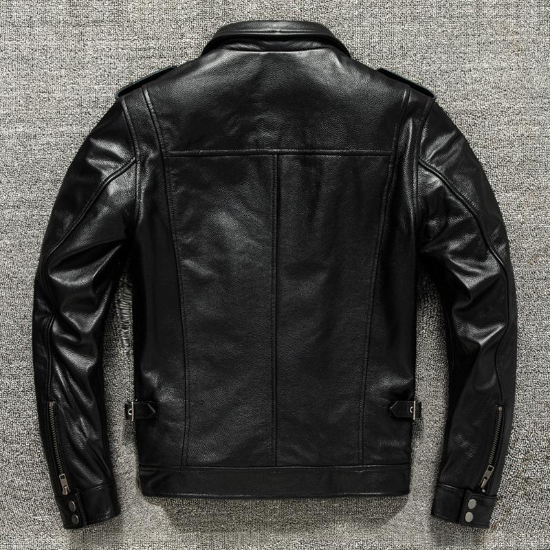 Tooling First Layer PU Leather Jacket Men's Medium and Long Lapel Leather Jacket Jacket