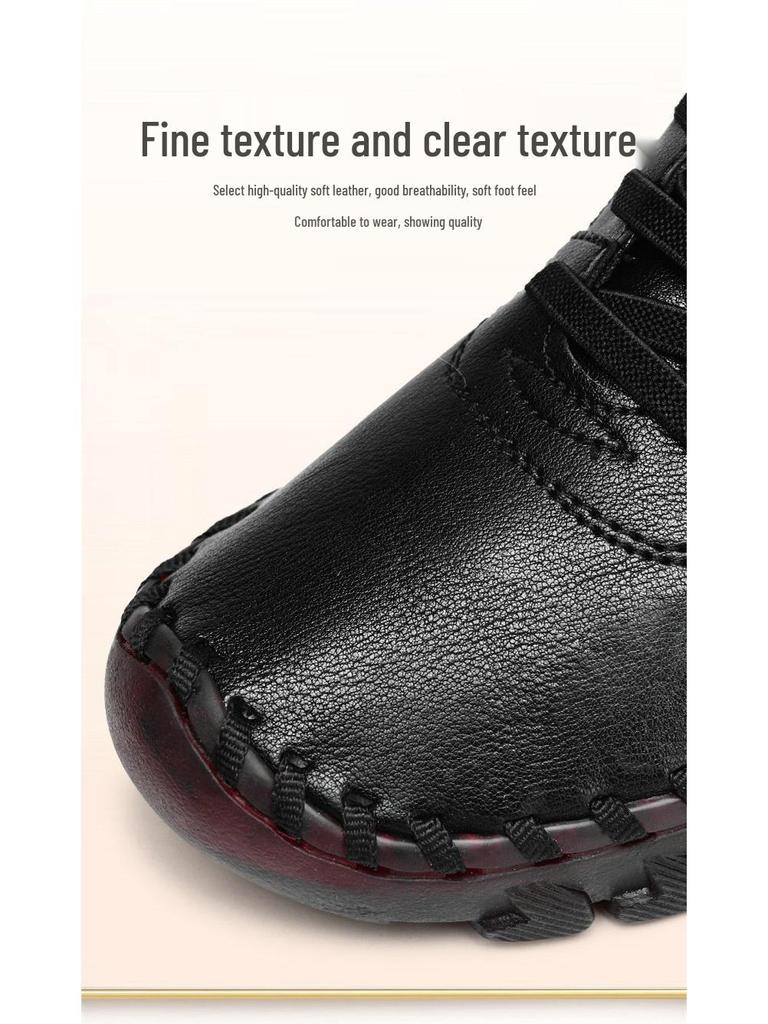 Hand-Stitched Women's Flat Shoes with Soft Beef Tendon Sole for Autumn and Winter Casual Wear