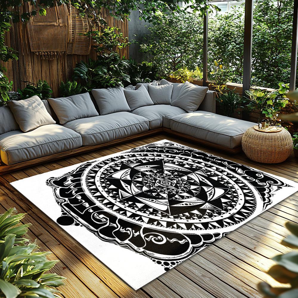 Boho Mandala Area Rug Non Slip Washable Floor Mat Living Room Decor Home Carpet Geometric Pattern Modern Abstract Design Indoor