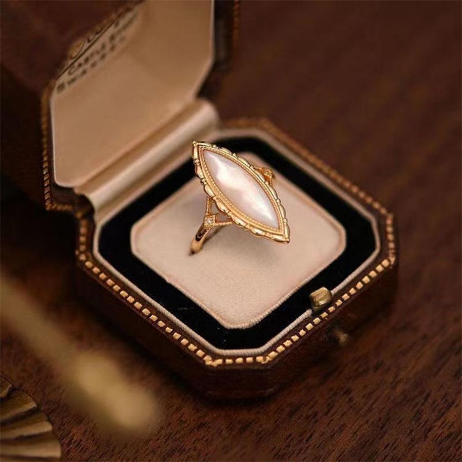 925 Sterlingsilber Unregelmäßiger Edelstein Damen Luxus Zeigefingerring - Nicht Verblassend, Verstellbar, Leichtes Nischendesign.