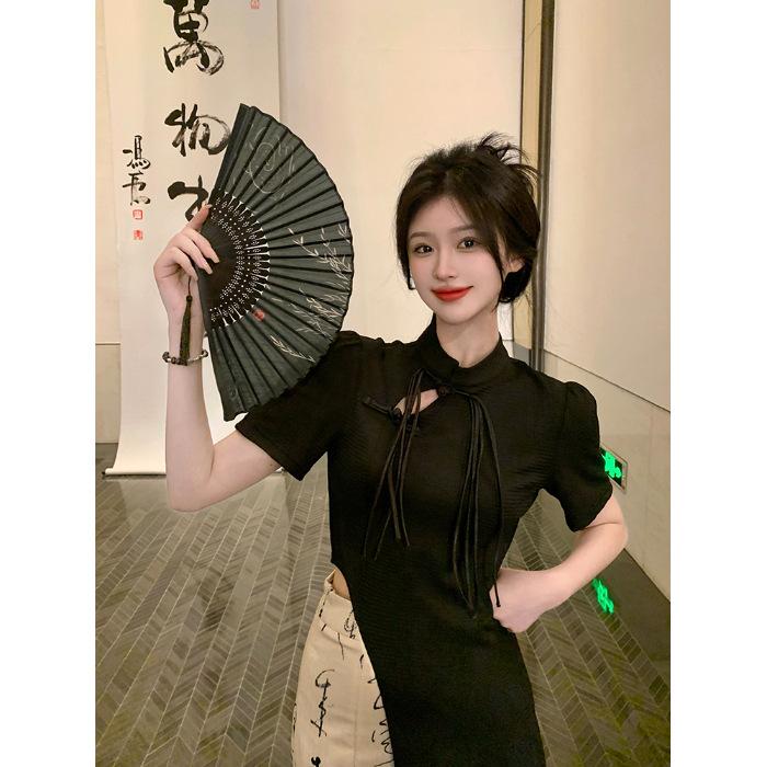 2026 new retro new Chinese skirt medium and long short-sleeved cheongsam dress summer temperament two-piece set