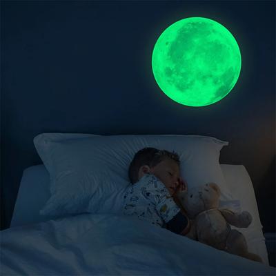 1pc Moon Luminous Sticker Bedroom Self Adhesive Glow In Dark Sticker Wall Sticker Waterproof Decals 20cm