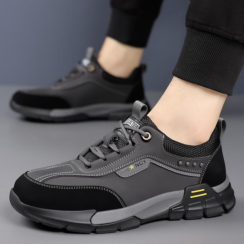 

Outdoor Sneakers Men Shoes Casual Leather Platform Tennis Sports Hiking Luxury Skateboard Designer Loafers 38 серый