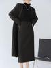 Women's Mid-Length Coffee-Colored A-Line High-Waisted Slit Skirt