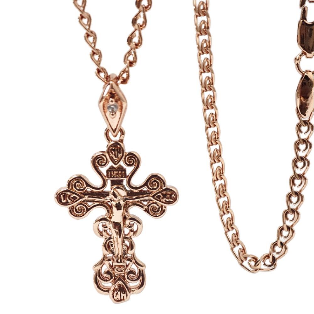 Hollow Cross Jesus Pendant Rose Gold Color Necklace Women's Color-preserving Jewelry
